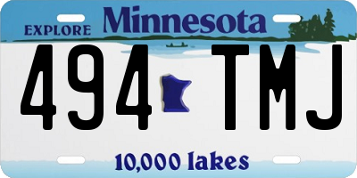 MN license plate 494TMJ
