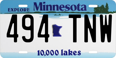 MN license plate 494TNW
