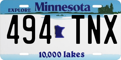 MN license plate 494TNX