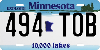 MN license plate 494TOB