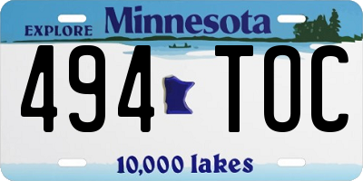 MN license plate 494TOC