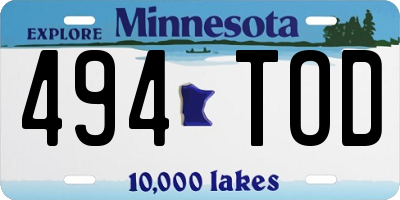 MN license plate 494TOD