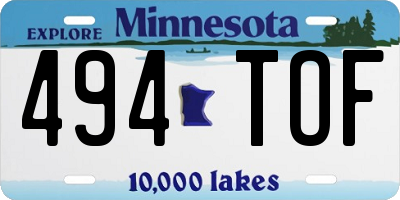 MN license plate 494TOF