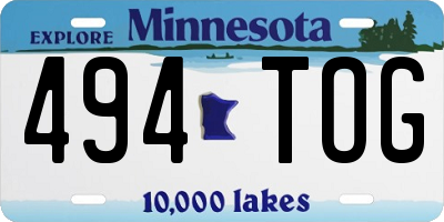 MN license plate 494TOG