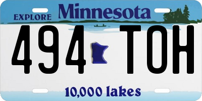 MN license plate 494TOH