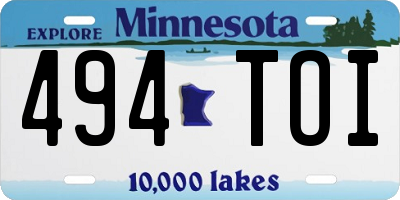 MN license plate 494TOI