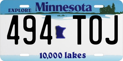 MN license plate 494TOJ
