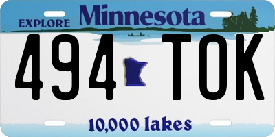 MN license plate 494TOK