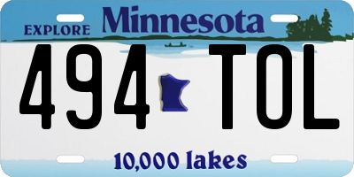 MN license plate 494TOL