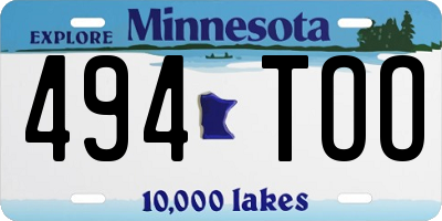 MN license plate 494TOO