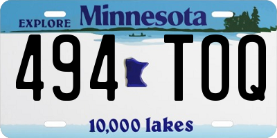 MN license plate 494TOQ