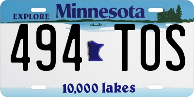 MN license plate 494TOS