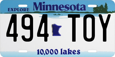 MN license plate 494TOY