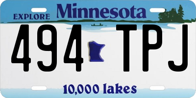 MN license plate 494TPJ