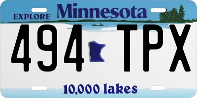MN license plate 494TPX