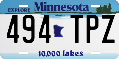 MN license plate 494TPZ