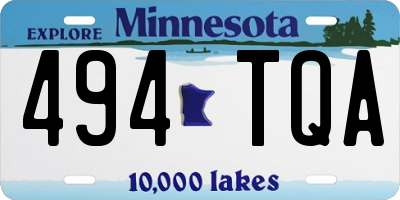 MN license plate 494TQA