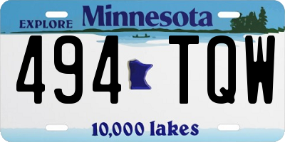 MN license plate 494TQW