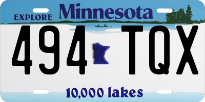 MN license plate 494TQX