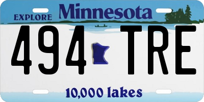 MN license plate 494TRE