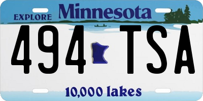 MN license plate 494TSA