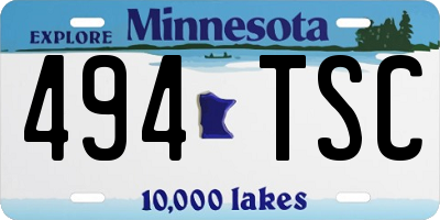 MN license plate 494TSC
