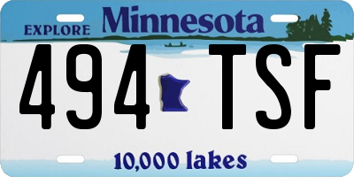 MN license plate 494TSF