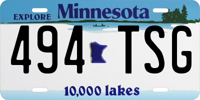 MN license plate 494TSG