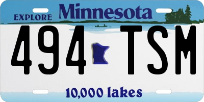 MN license plate 494TSM