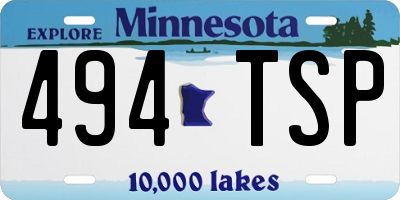 MN license plate 494TSP