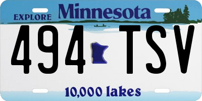 MN license plate 494TSV