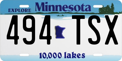 MN license plate 494TSX