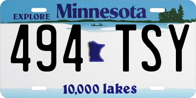 MN license plate 494TSY