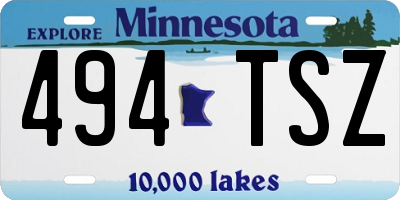 MN license plate 494TSZ