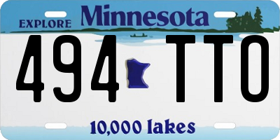 MN license plate 494TTO