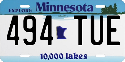 MN license plate 494TUE