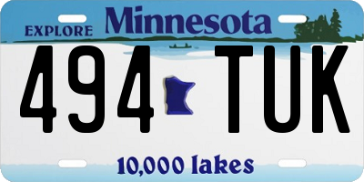 MN license plate 494TUK