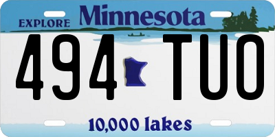 MN license plate 494TUO