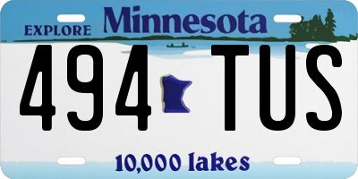 MN license plate 494TUS