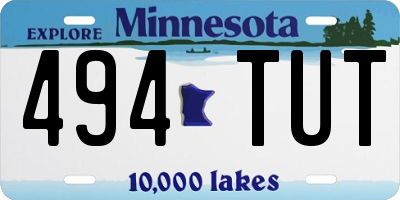 MN license plate 494TUT