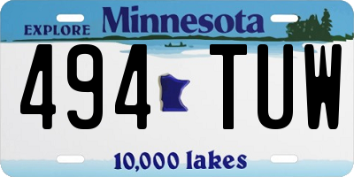 MN license plate 494TUW