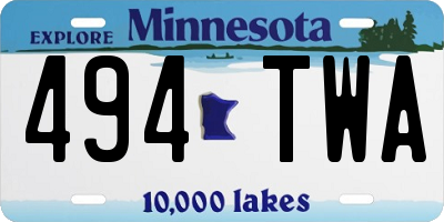 MN license plate 494TWA