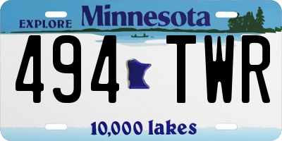 MN license plate 494TWR