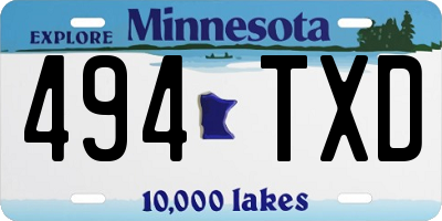 MN license plate 494TXD