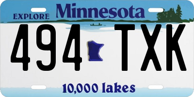 MN license plate 494TXK