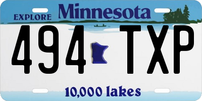 MN license plate 494TXP