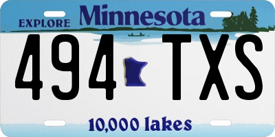 MN license plate 494TXS