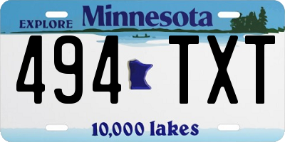 MN license plate 494TXT
