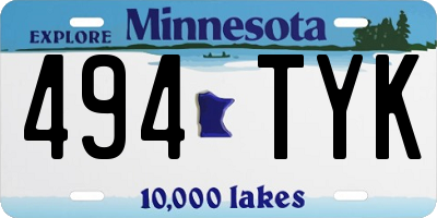 MN license plate 494TYK