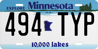 MN license plate 494TYP